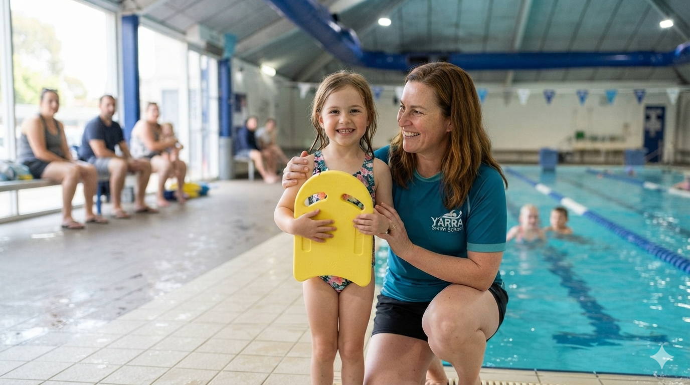 Children learning to swim at Yarra Swim School