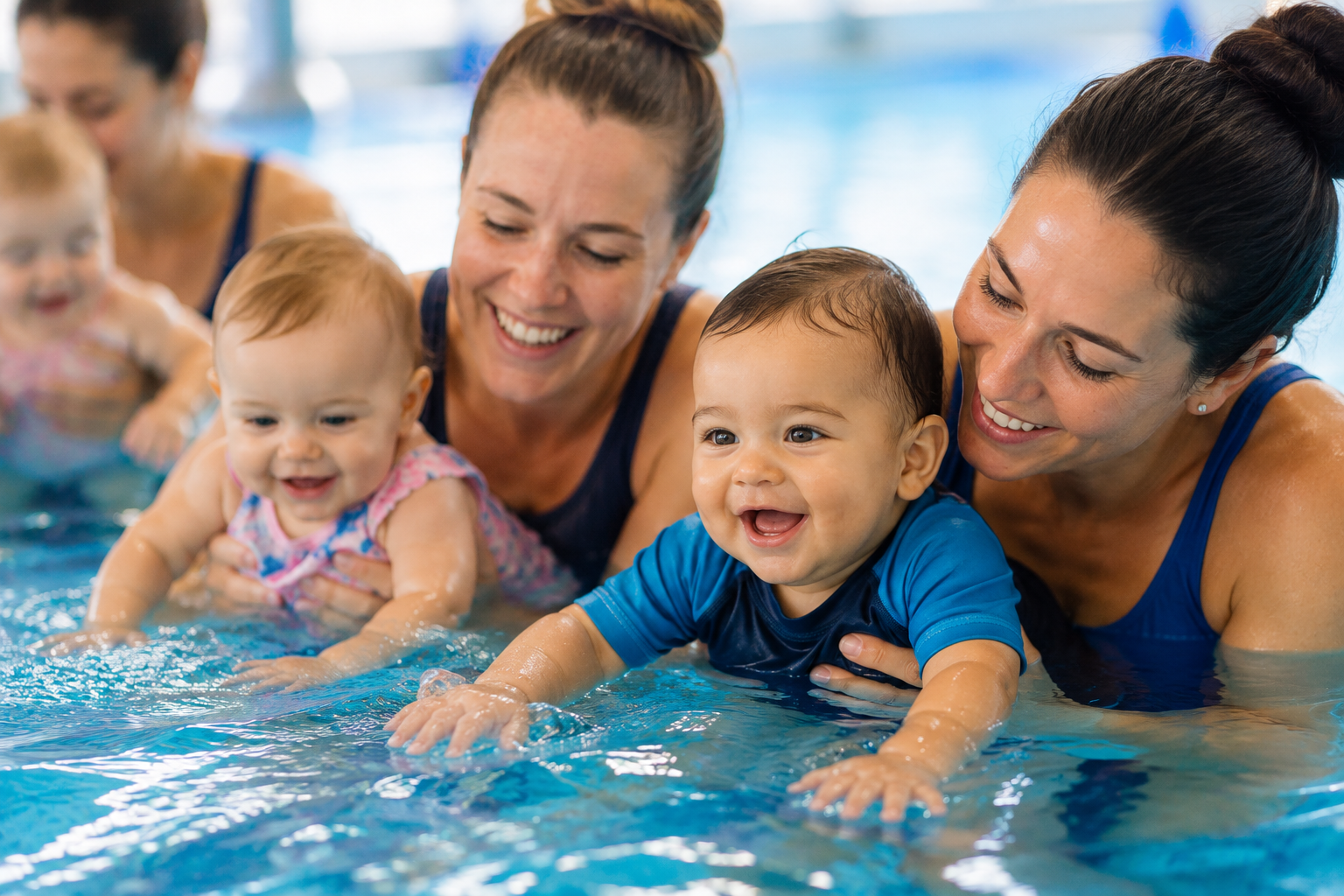 Parent and baby enjoying a swimming lesson at Yarra Swim School