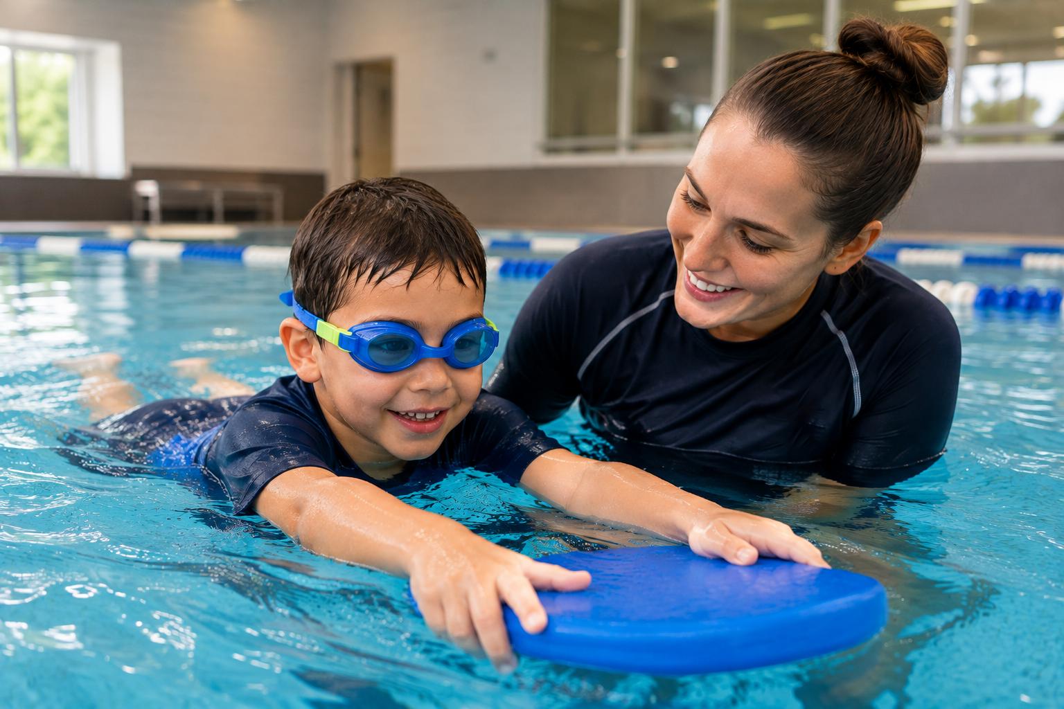 School age child confidently swimming at Yarra Swim School